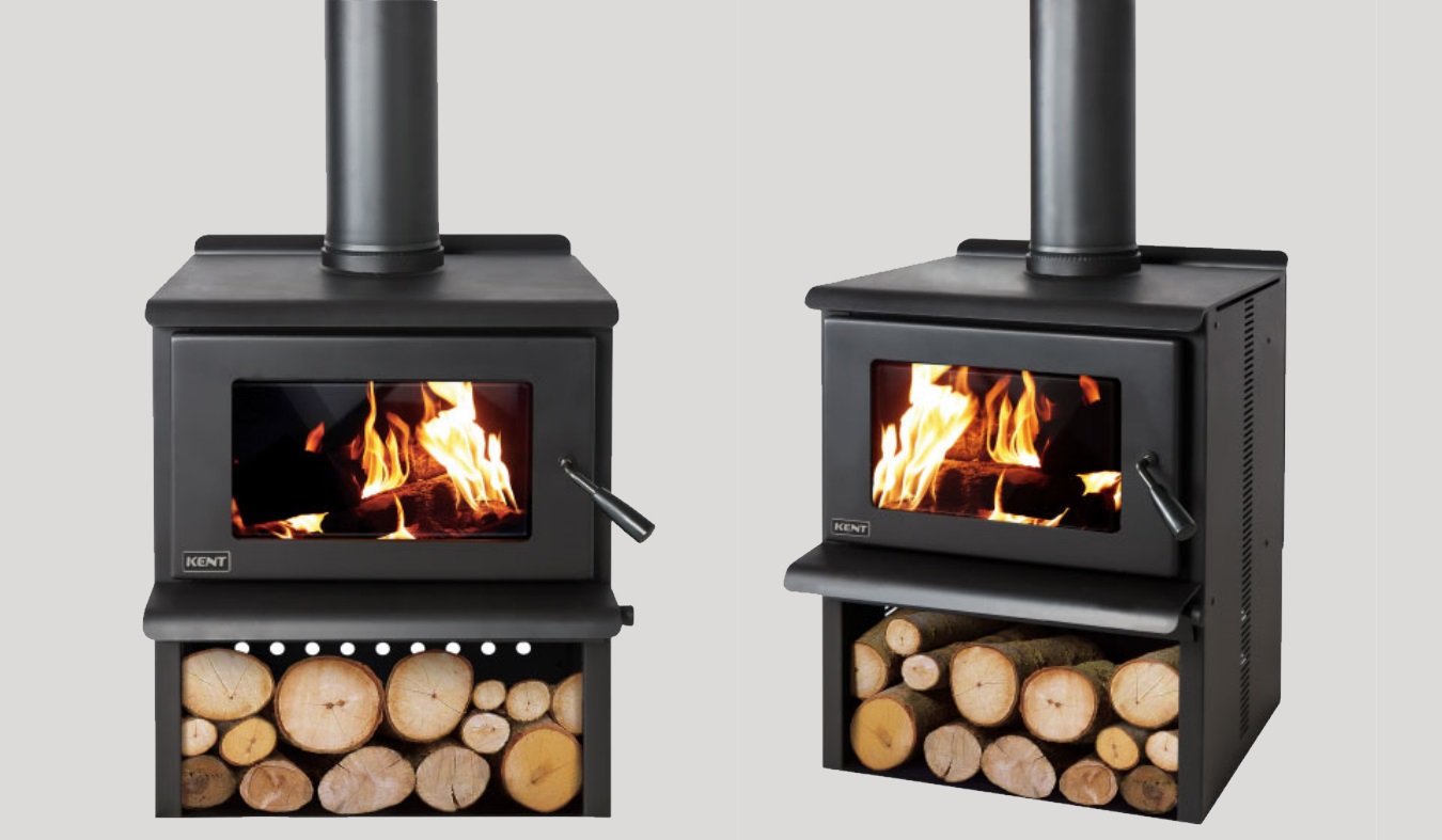 kent oxford freestanding wood fire log burner front and side