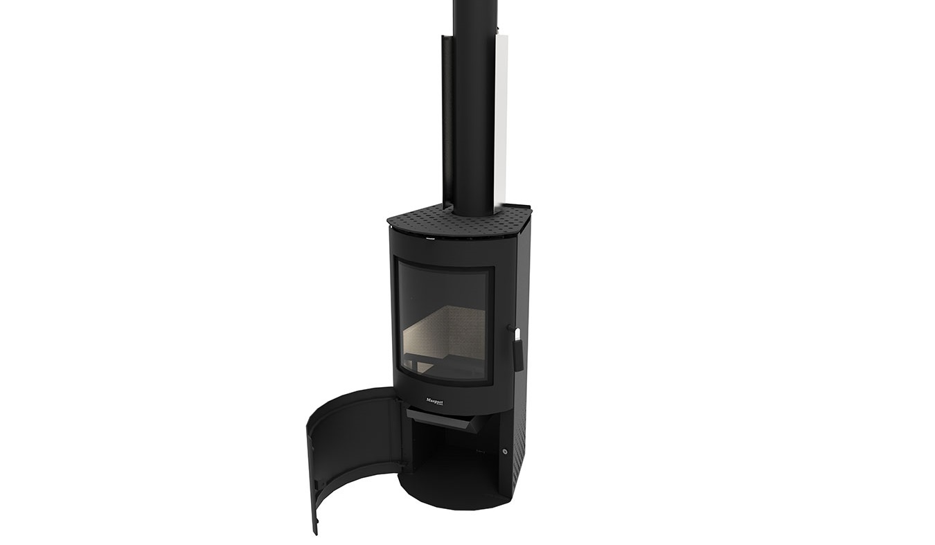 masport akaroa freestanding radiant wood burner with ash pan unlit